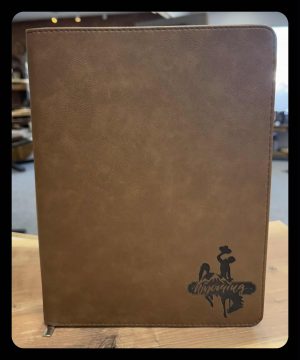 WY - Leather Portfolio w/zipper, 9.5" x 12" - Wyoming Engraved