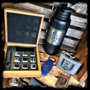 whiskey stone box,flasks,etc
